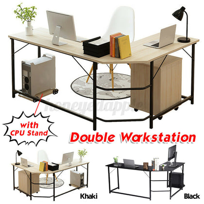 Corner Computer Desk L-shaped PC Table Gaming Office Study Furniture Workstation