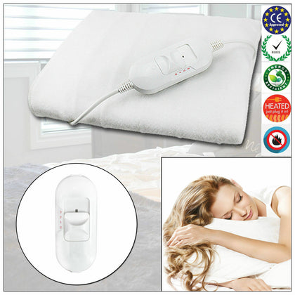 Electric Blanket Heated Washable Luxury Fleece Throw Double Bed UK Plug