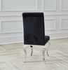 Louis Black Velvet High Seat Dining Chairs with Stainless Steel Chrome Legs Chic