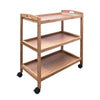 Bamboo 3 Tier Kitchen Storage Rack Serving Trolley Island Cart With Wheels