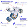 4pcs 75mm Heavy Duty Swivel Castor Wheels Rubber Trolley Furniture Brake Table