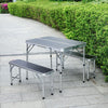 Camping Table 4 Seater Chair Bench Foldable Outdoor for Garden BBQ Party