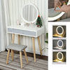 White Dressing Makeup Table Vanity Desk Set LED Touch Screen Mirror W/ Drawers