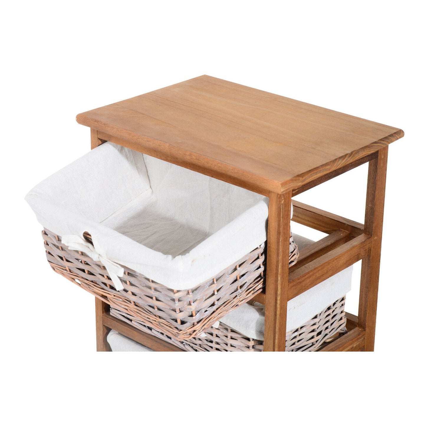 Wicker 5 Drawers Units Wooden Storage Cabinet Basket Natural