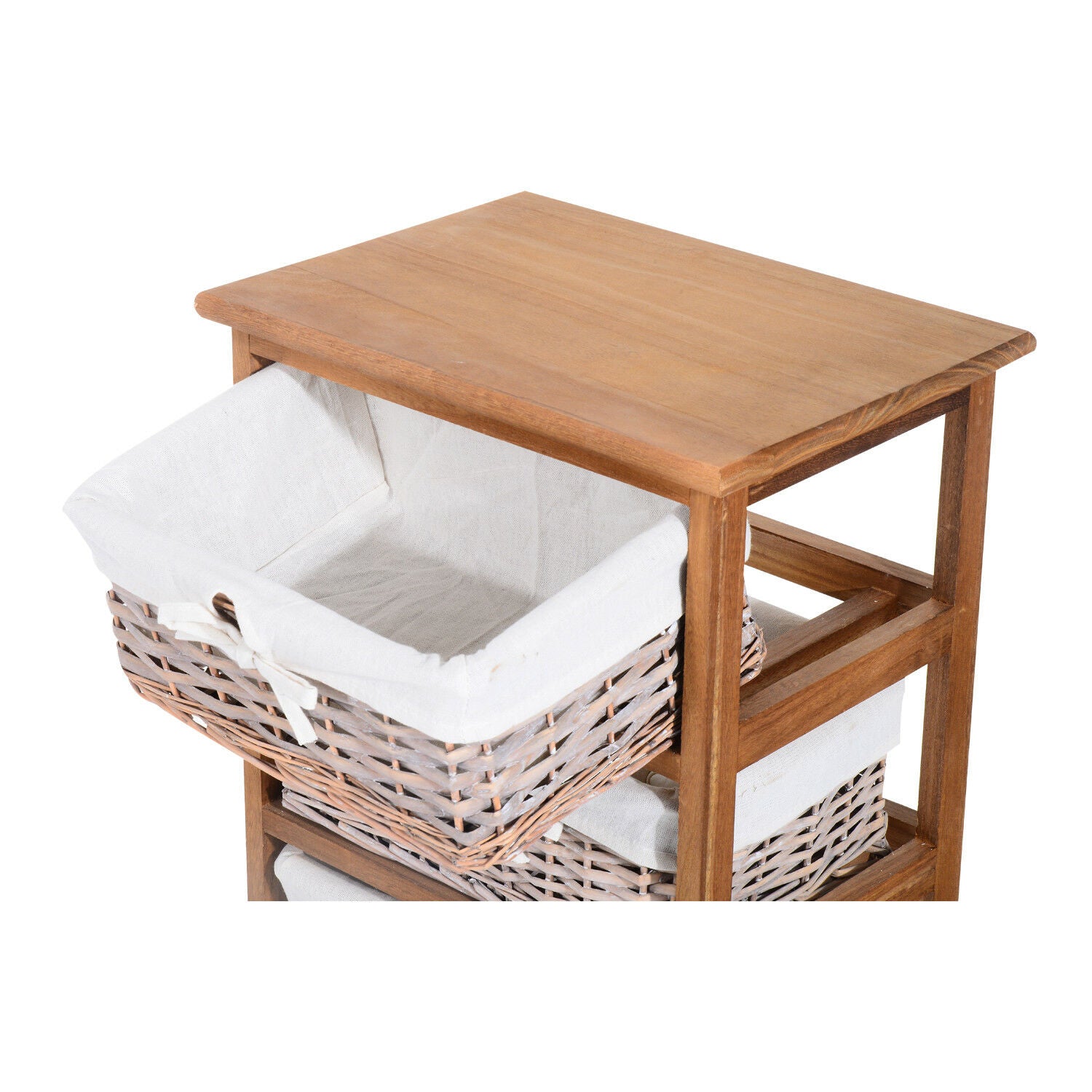 Wicker 5 Drawers Units Wooden Storage Cabinet Basket Natural