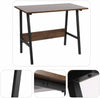 Industrial Office Desk Computer Table PC Stand Brown Wooden Black Metal Frame