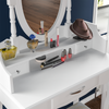 Nishano Dressing Table 3 Drawer White Makeup Vanity Mirror Bedroom Desk Stool