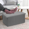 UK GREY LARGE LINEN FOLDING STORAGE OTTOMAN POUFFE SEAT FOOT STOOL STORAGE BOX