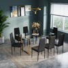 Kitchen Furniture Set Large Tempered Glass Dining Table with Faux Leather Chairs