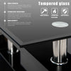 Tempered Glass Coffee Table W/ Storage Shelf Modern Living Room Furniture Black