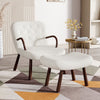 Boucle Armchair with Footstool Accent Tub Chair Occasional Chair Wing Back White