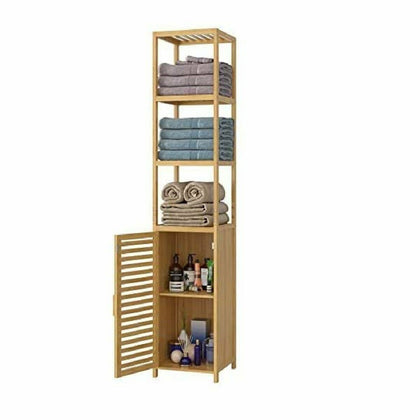 Bamboo Storage Unit Freestanding Cabinet w/ Shelves Cupboard Organiser Bathroom