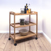 Bamboo 3 Tier Kitchen Storage Rack Serving Trolley Island Cart With Wheels