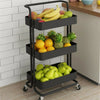 3 Tier Rolling Trolley Metal Utility Cart Kitchen Storage Organizer with Handle
