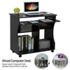 Wood Computer Desk Workstation Study PC Table Home Office Furniture with Wheels