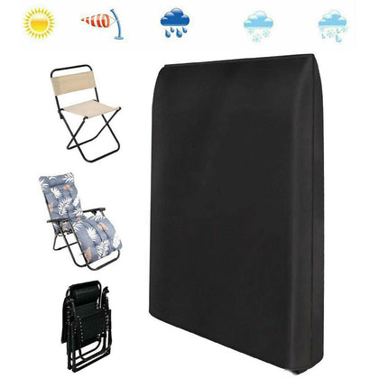 Garden Folding Chair Reclining Sun Lounger Cover Waterproof UV Resistant Black