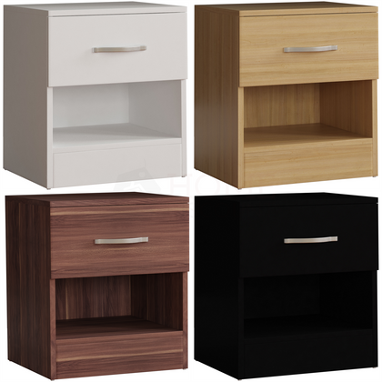 Riano 1 Drawer Chest Bedside Cabinet Wood Bedroom Furniture Storage Unit