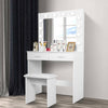 Modern Dressing Table Stool Vanity Set Makeup Desk w/ LED Light Mirror & Drawers