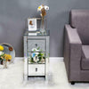 Mirrored Glass Chest Drawer Table Glass Bedside Table Mirrored Bedroom Furniture (Transparent)