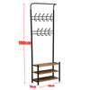 18 Hooks Metal Hat and Coat Stand Clothes Shoe Rack Hanger Wooden Shelf White UK
