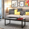 Tempered Glass Coffee Table with Metal Frame Side End Table Modern Living Room