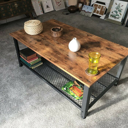Industrial Coffee Table Vintage Retro Living Room Furniture Steel Frame Side End