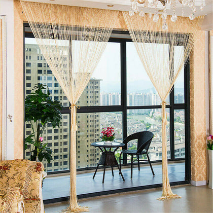 2M Hanging Glitter Curtain Panels Room Flat Fly Screen Divider Voile Net Curtain
