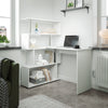 Mondeer L Shaped Computer Desk Corner Desk 360 Degree Rotatable Shelve White