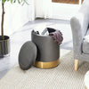 Velvet Round Ottoman Footrest Stool Compact Vanity Seat with/without Storage