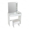 Modern Dressing Table+Stool w/ Drawer&Sliding Mirror Makeup Desk White Bedroom