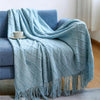 100% Acrylic Knit Throw Blanket Warm Decor Blanket with Tassels for Couch Bed