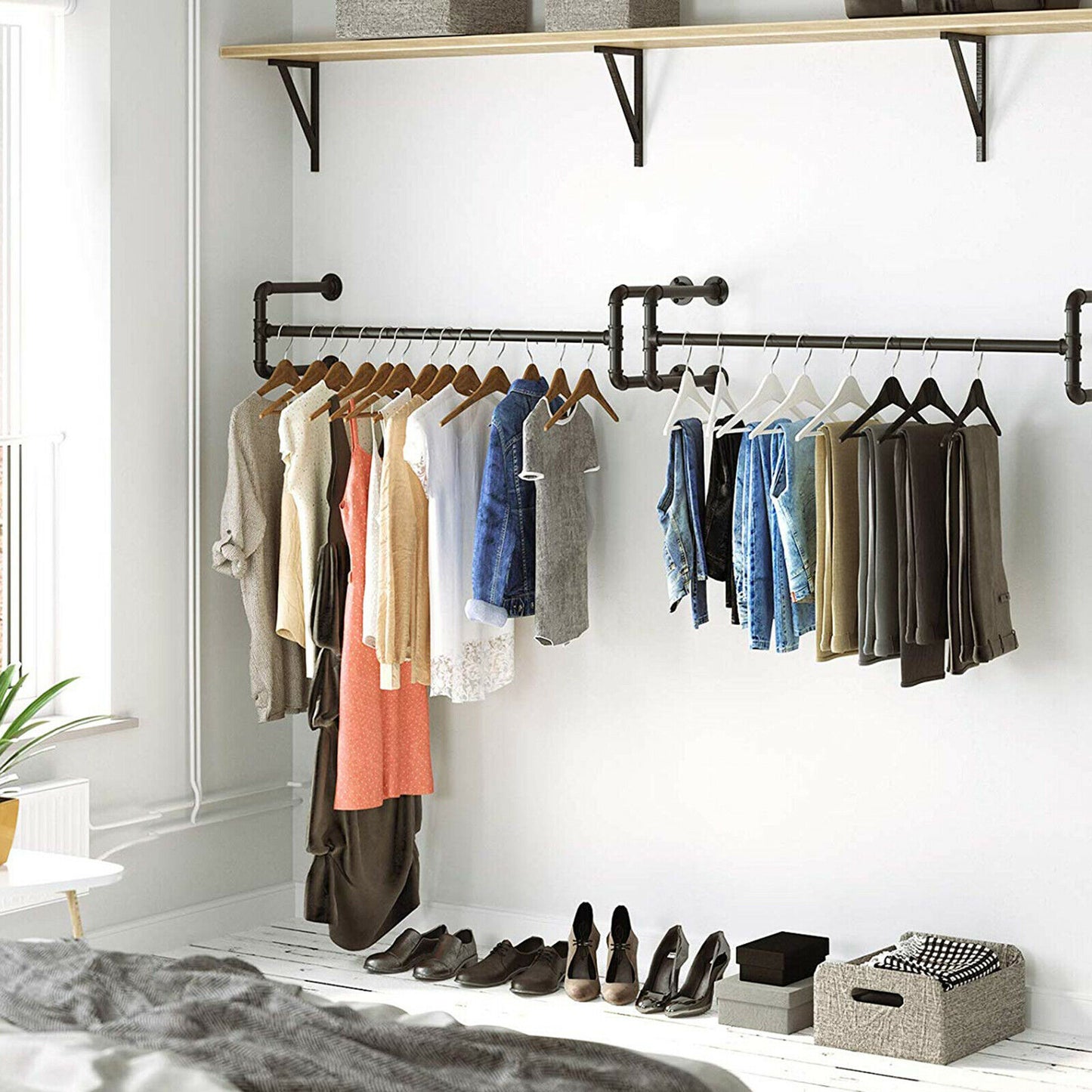 UK Clothes Rail & Shelf, Industrial Pipe,Vintage Chic Retro Hanging Garment Rack