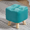 Luxury Padded Wooden Footstool Ottoman Square/Round Pouffe Stool Wood 4 Legs UK