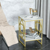 Large Marble Topped Nest Side Table Vintage Geometry Coffee End Table Lamp Stand