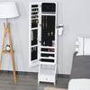 Freestanding Jewellery Storage Mirror Armoire w/ LED Lights Hooks Drawer