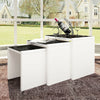 Nest of Table Set of 3 Black Glass Top White Wood Frame Living Room Coffee Table