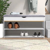 Wooden Ottoman Shoes Storage Rack Bench Padded Grey Seat Cabinet Cupboard Stand
