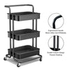 3 Tier Slim Salon Kitchen Storage Trolley Cart Metal Rack Tray Rolling On Wheel