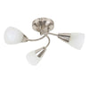 Modern 3 Way Semi Flush Ceiling Light Fitting Brushed Chrome + Glass Lounge Home