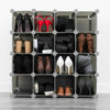 Interlocking 16 Compartment Shoe Organiser Storage Cube Rack Black White Design