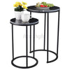 2x Marble Coffee Table 2 Round Side End Centre Table Living Room Furniture Black