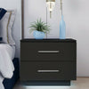 High Gloss Front Bedside Table Cabinet Nightstand White / Black 2 Drawer RGB LED