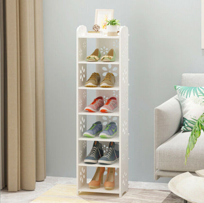 4/5/6/7/8 Tier Shoe Rack Storage Shelf Unit Cabinet Organiser Footwear White UK