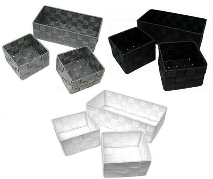Small Storage Baskets, Set of 3, Bathroom, Bedroom, Shelves, Toy Organisers