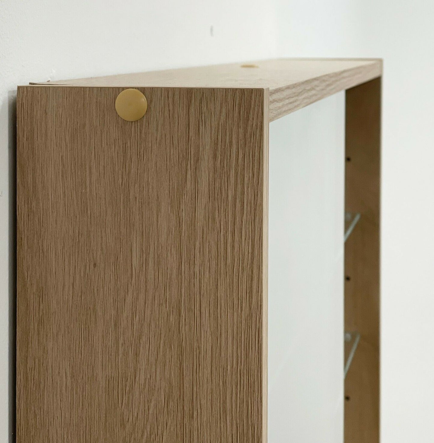 Glass Display Cabinet Wall Mounted Wide Large Toys Vapes Oak Effect Mirror Back