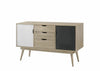 Scandinavian Large Sideboard Nordic Retro Cupboard Unit Scandi Buffet Grey White