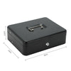 12"Petty Cash Box Black Metal Security Money Safe 2Tiers Holder 2 Keys Lockable