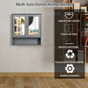 Wall Mounted Mirror Cabinet Storage Wooden Shelf Bathroom Cupboard Shelf Gray UK