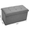 UK GREY LARGE LINEN FOLDING STORAGE OTTOMAN POUFFE SEAT FOOT STOOL STORAGE BOX