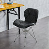 Pair of 2 Computer Desk Chair Faux Leather Fabric Padded Dining Chairs Metal Leg